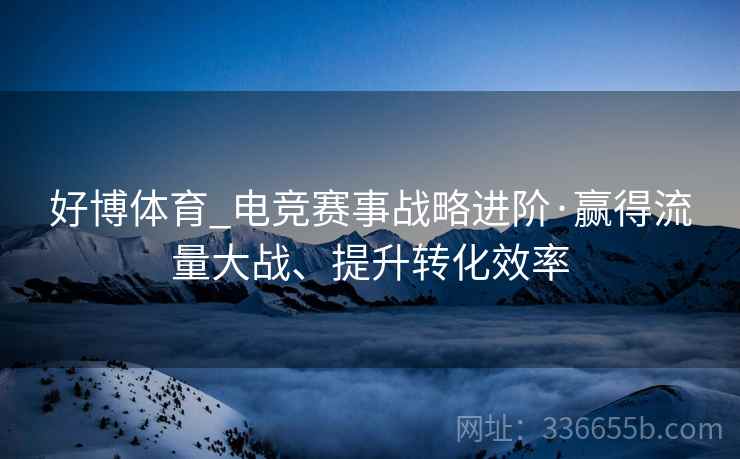 好博体育_电竞赛事战略进阶·赢得流量大战、提升转化效率
